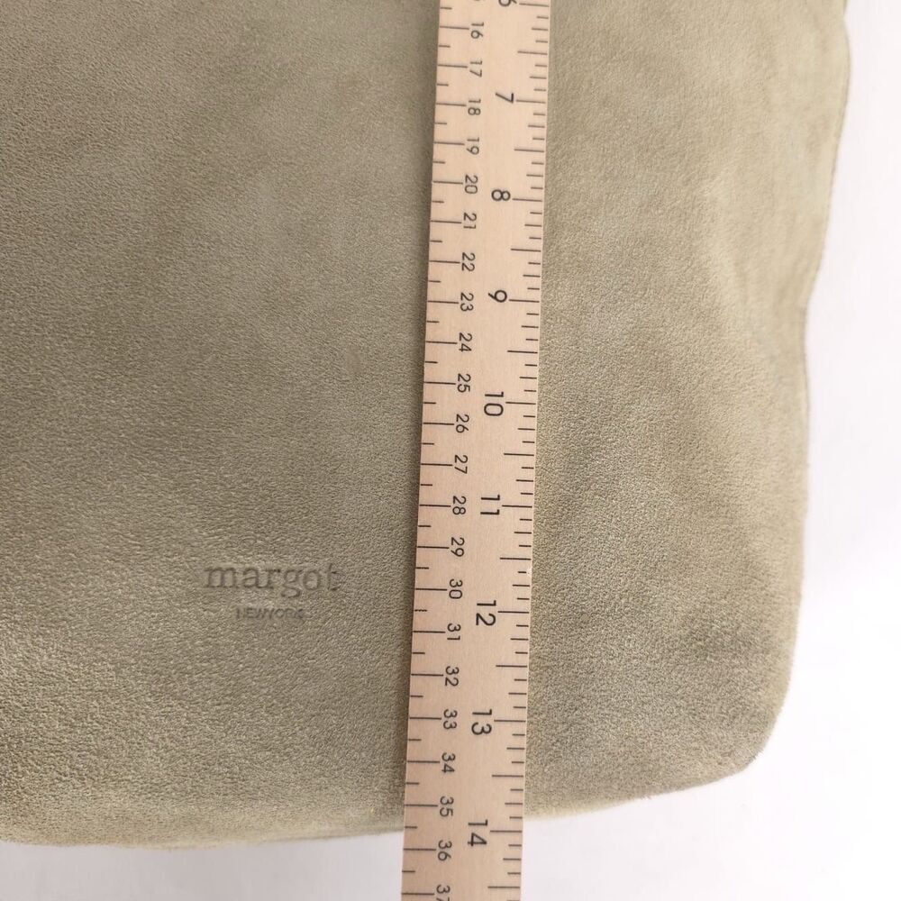 New Margot NEW YORK Kaye Bucket Tote LEATHER Bag Soft Suede Crossbody Green - Picture 3 of 11